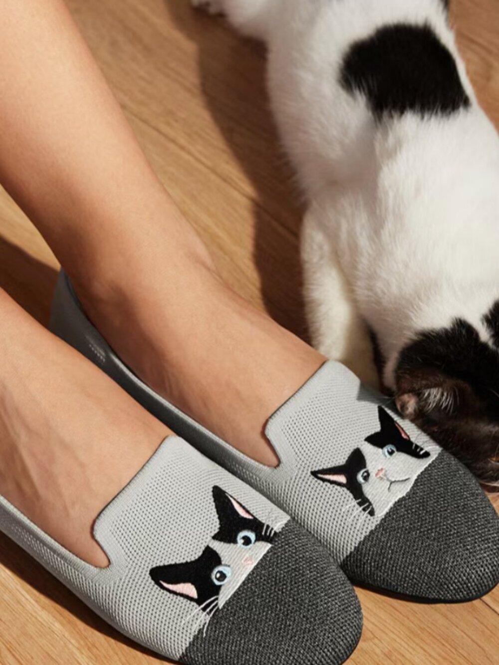 Round-Toe Embroidered Loafers (Audrey) - oyster rich grey - moo cat